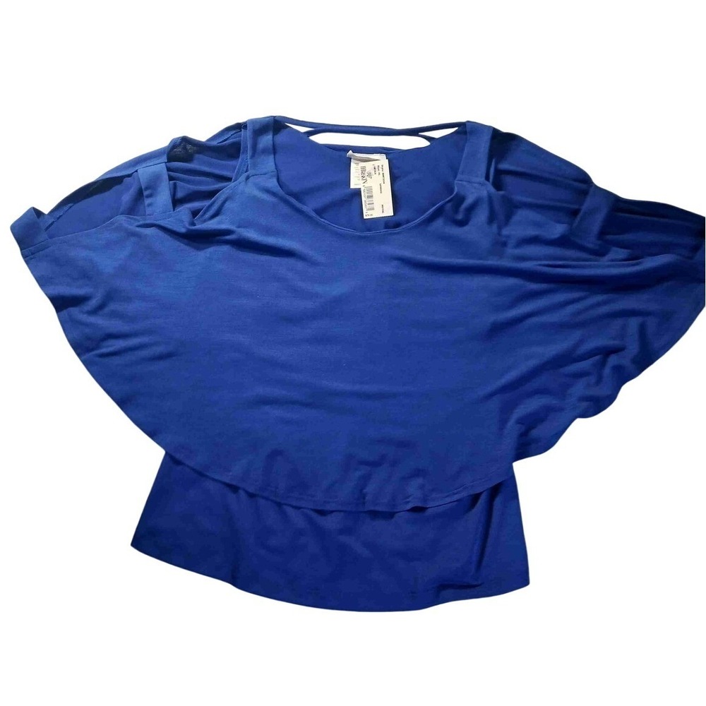 Artex Criss Cross Back Blouse XL NWT Royal Blue‎ Layered Office Resort Vacation